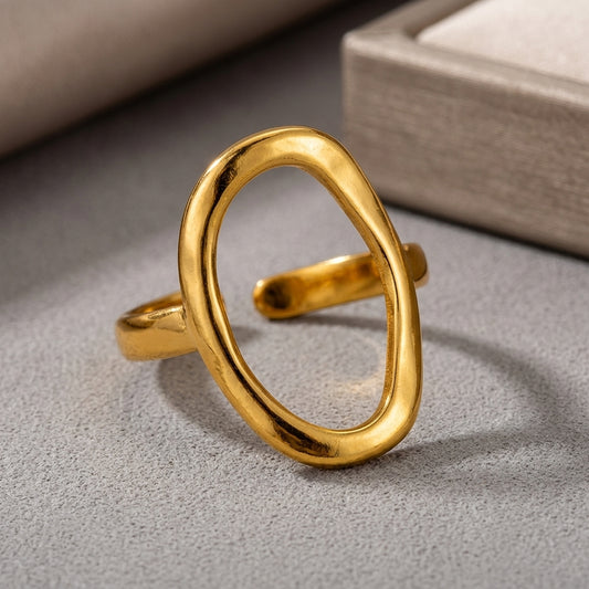 Hollow Oval Adjustable Ring.