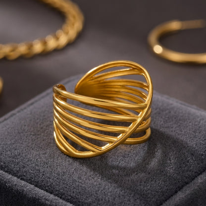 Multi-Layer Geometric Adjustable Ring.