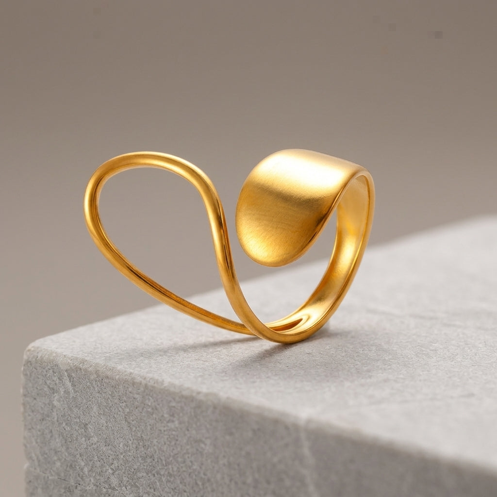 Gold-plated adjustable stainless steel ring
