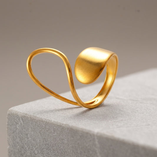 Gold-plated adjustable stainless steel ring