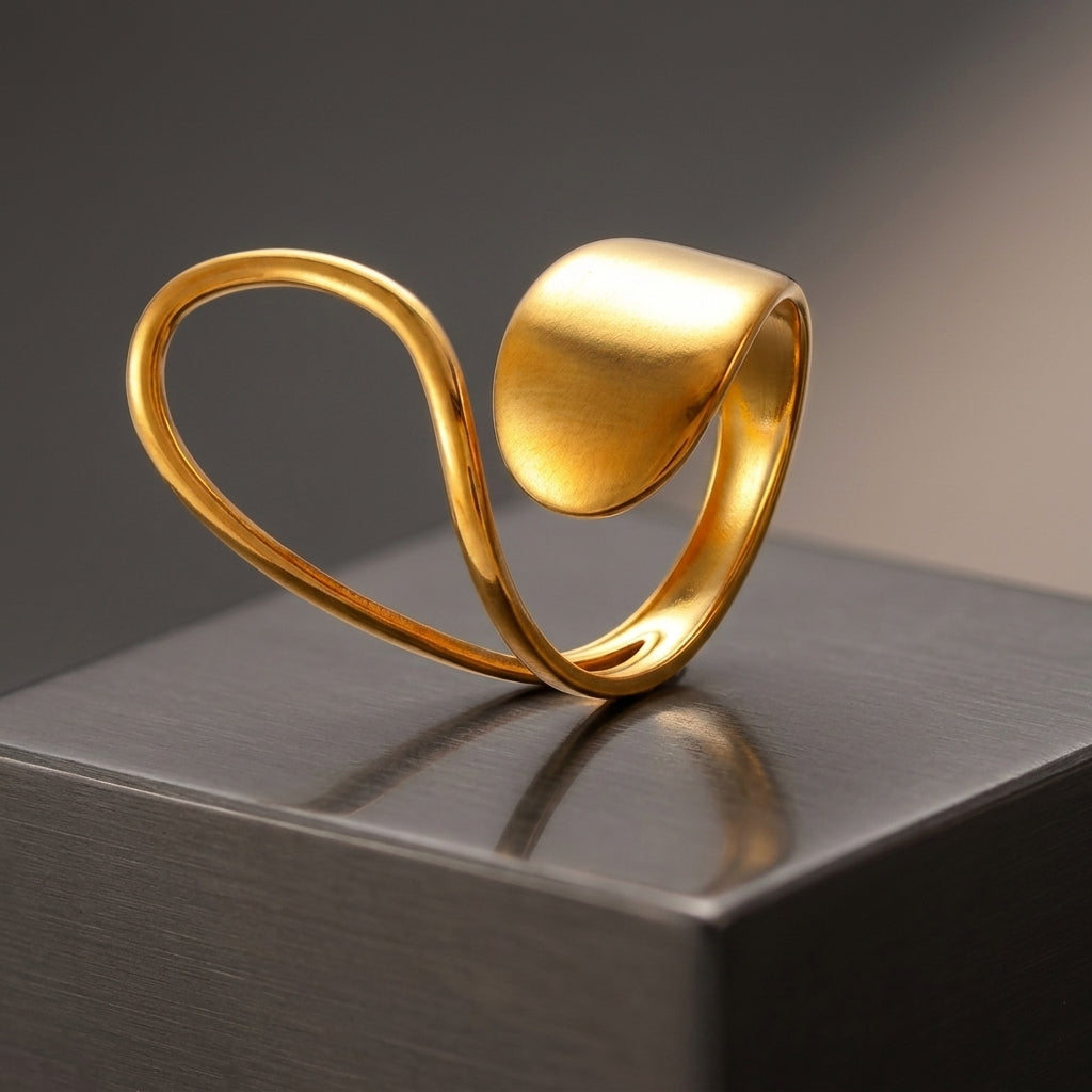 Gold-plated adjustable stainless steel ring