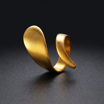 Gold-Plated Adjustable Stainless Steel Swirl Ring.
