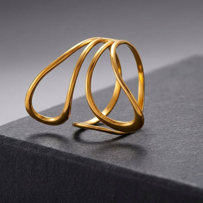 Adjustable minimalist statement ring.