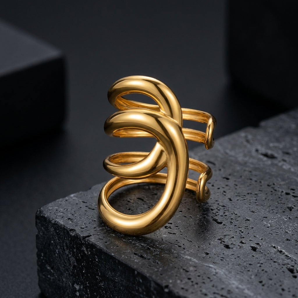 Abstract Spiral Statement Ring.