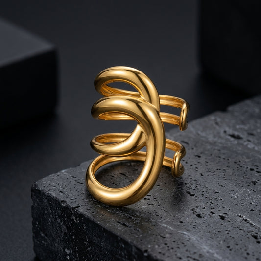 Abstract Spiral Statement Ring.