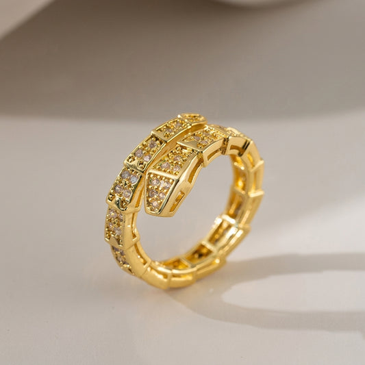 Zircon Encrusted Snake Wrap Ring.