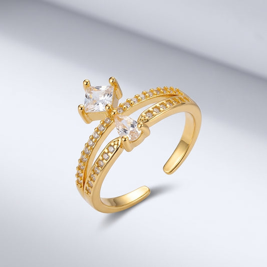 Double-Layer Adjustable Crystal Ring.
