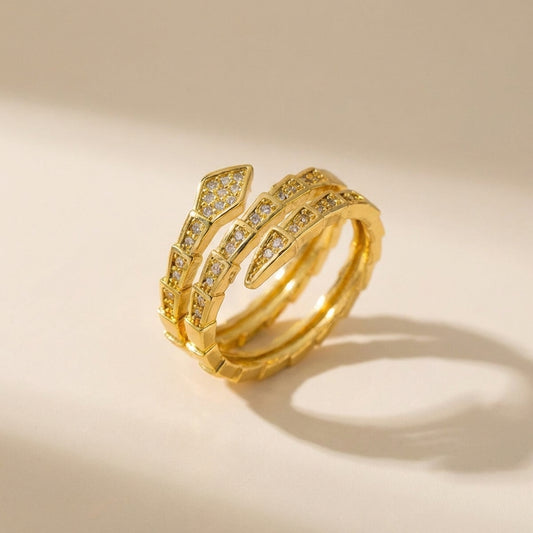 Gilded Serpentine Statement Ring