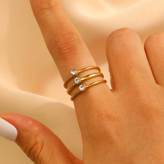 Triple-Layer Crystal Band Ring.