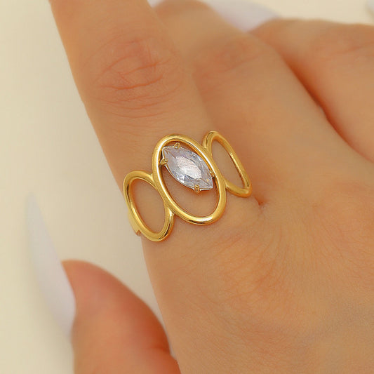 Marquise Cut Gold-Plated Statement Ring