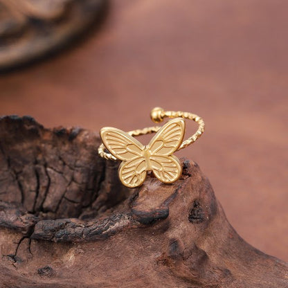 Golden Butterfly Adjustable Ring.