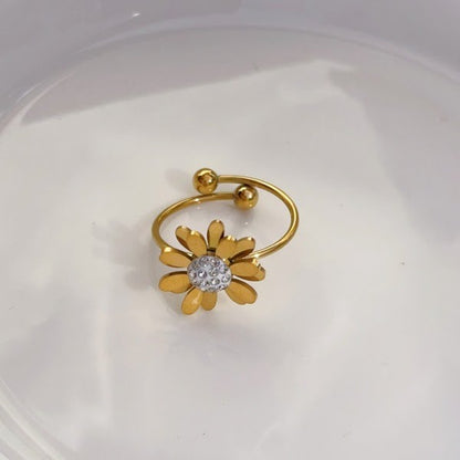 Golden Sunflower Adjustable Ring.