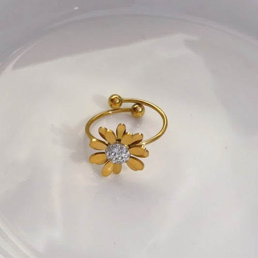 Golden Sunflower Adjustable Ring.