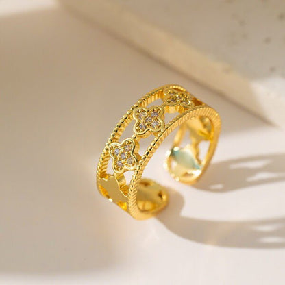 Clover-Motif Open Ring