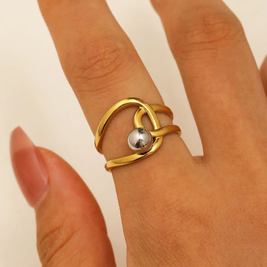 Dual-Tone Intertwined Minimalist Statement Ring