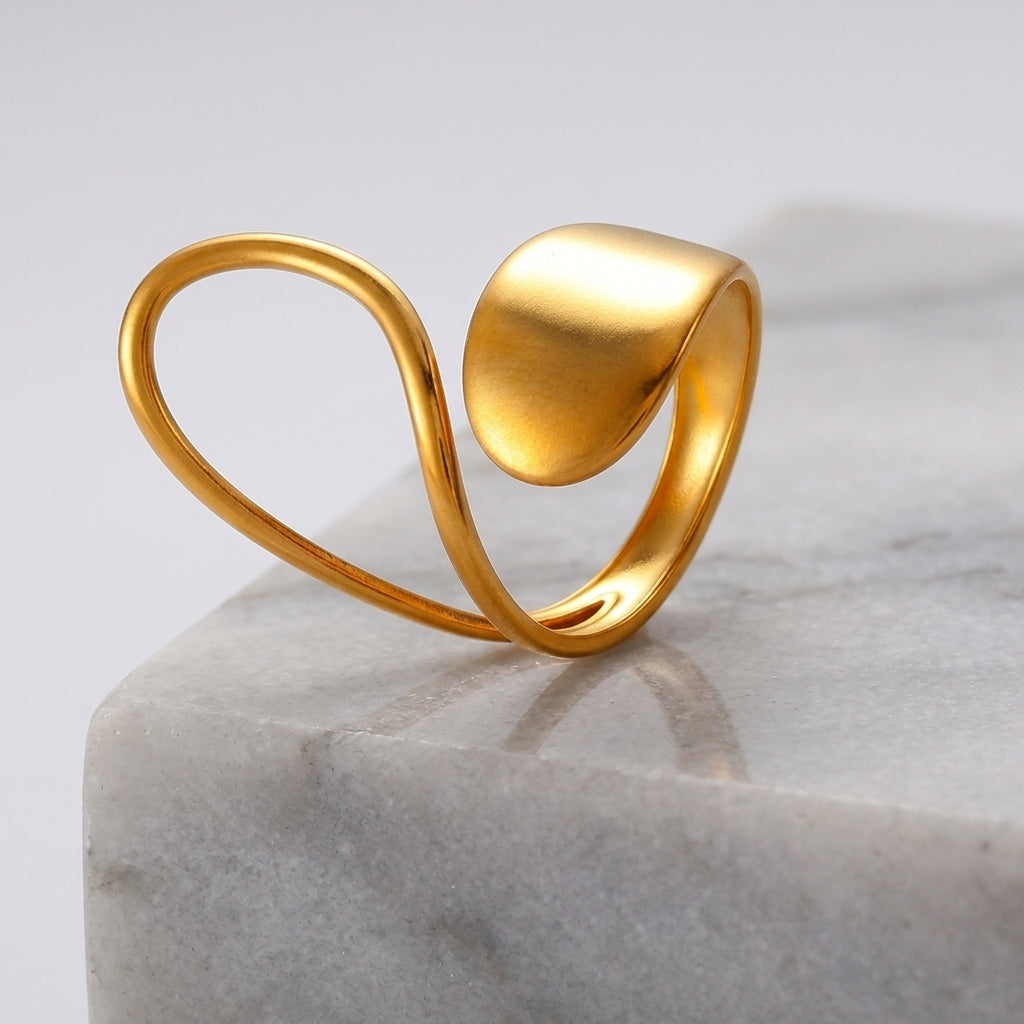 Gold-plated adjustable stainless steel ring